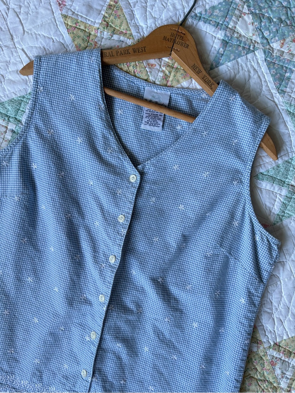Vintage Gingham Embroidered Top XL Cottagecore 90s Y2K Bobbie Brooks Dainty